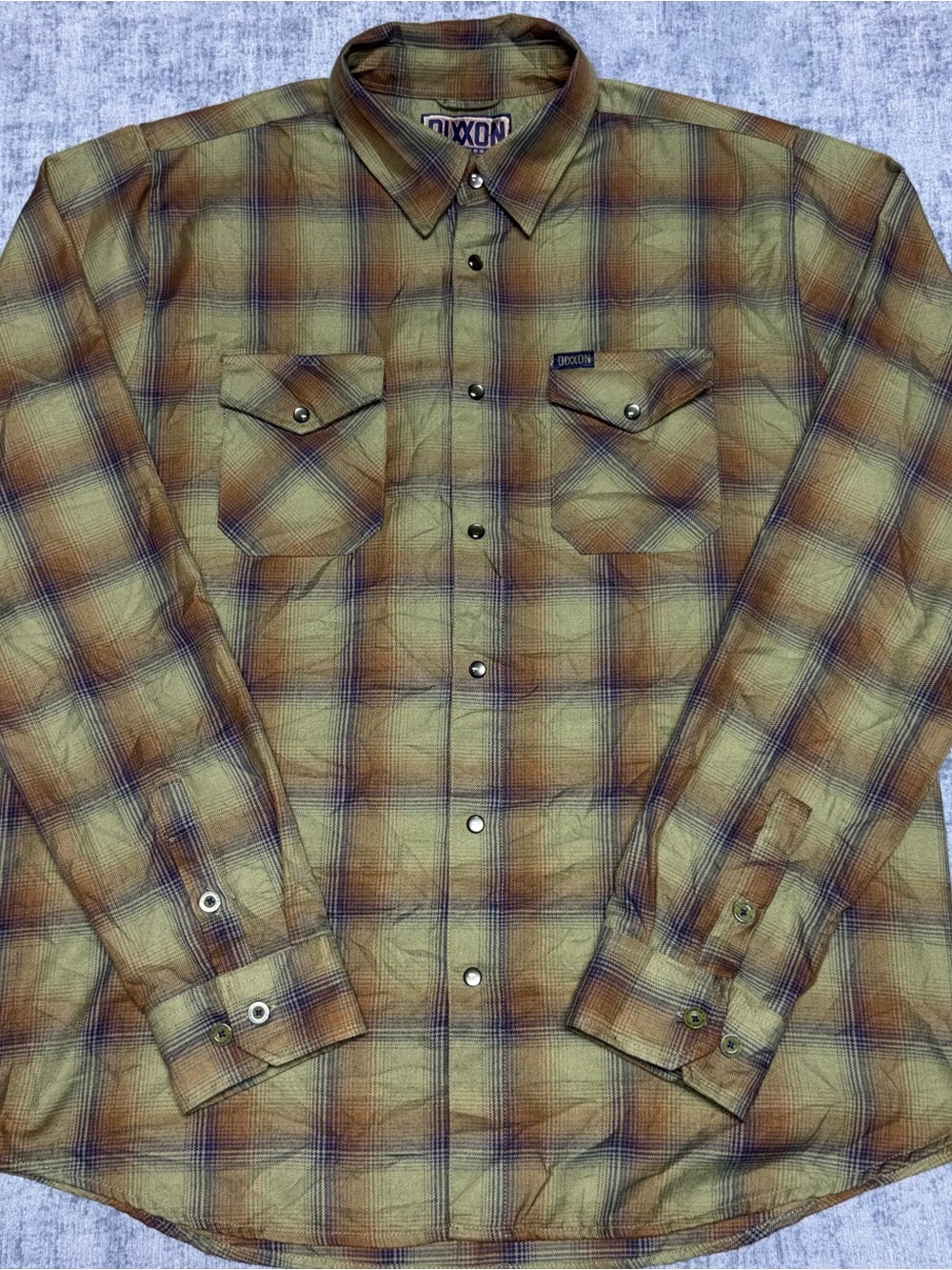 Dixxon Flannel Co Hunter Shirt Men XLT Green Brown Plaid Snap Long Sleeve